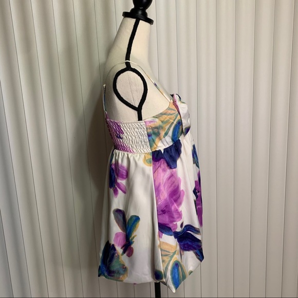 FireLA White Floral Bubble Skirt Mini Dress w/ Bow - Picture 4 of 13